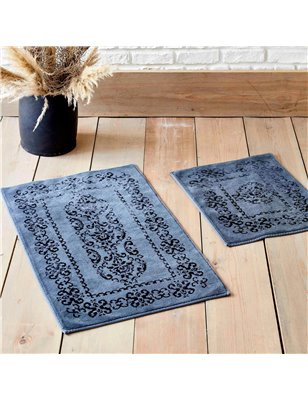 KH AZALEA INDIGO 2 PRC FLOSH BATH MAT (60X100 CM + 50X6