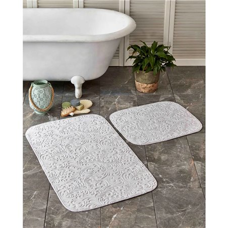 DELORA GREY 2 PRC BATH MAT (60X100 CM + 50X60 CM)