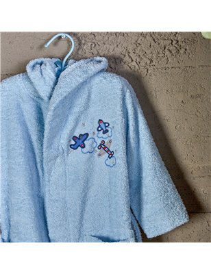 AIRSHIP 2-4 Y BABY BATHROBE SET BLUE