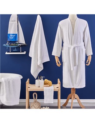 Nau Pruva White Bathrobe L/Xl - L/Xl | Enplus Home