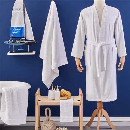 NAU PRUVA WHITE BATHROBE L/XL -  L/XL