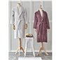 DOLERES PLUM-GRAY EMBROIDERED BATHROBE SET 5 PCS