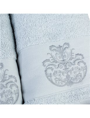 ELDORA SIMLI NAKIÅžLI OFFWHITE-GREY BATH SET