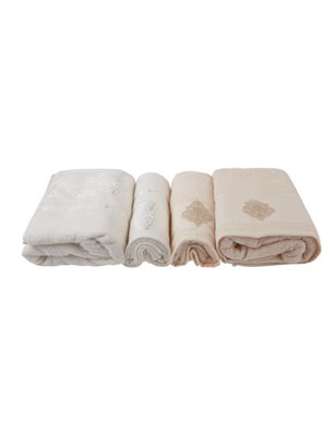 Kh Vivien Flos 4 Prc Krem-Beige Bath Set