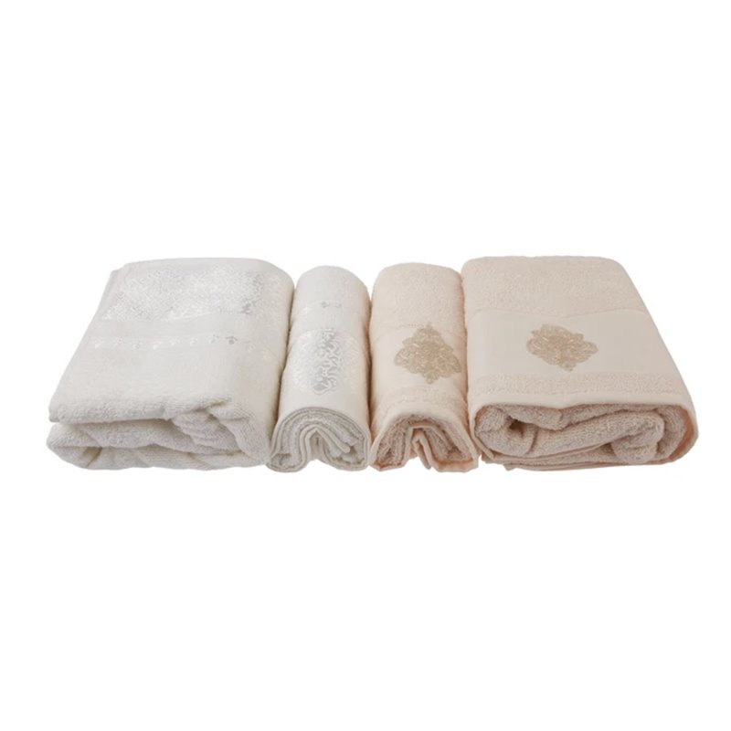 Kh Vivien Flos 4 Prc Krem-Beige Bath Set