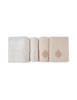 Kh Vivien Flos 4 Prc Krem-Beige Bath Set | Enplus Home