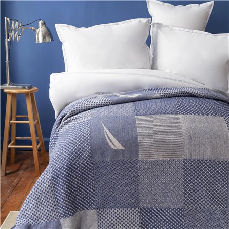 Nau Aegina Blue Blanket Queen Size Cotton - Queen Size | Enplus Home