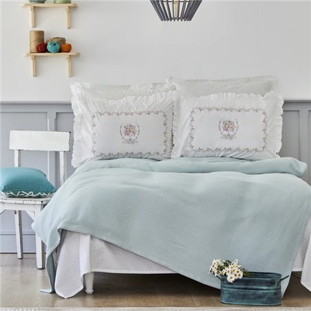 Salivia Powder Fransiz Dantelli Duvet Cover Set With Pique Queen Size - Queen Size | Enplus Home