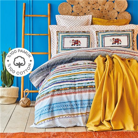 Kh Perez Mustard Rnf Duvet Cover Set With Pique Single Size - Single Size | Enplus Home