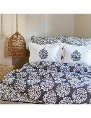 Moni Indigo Duvet Cover Set With Pique Nish Set - Queen Size