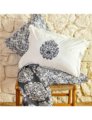 Moni Indigo Duvet Cover Set With Pique Nish Set - Queen Size