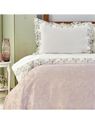 Salivia Powder Fransiz Dantelli Duvet Cover Set With Pique Queen Size - Queen Size