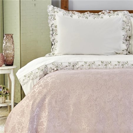 SALIVIA POWDER FRANSIZ DANTELLI DUVET COVER SET WITH PIQUE QUEEN SIZE - QUEEN SIZE