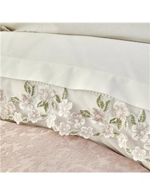 Salivia Powder Fransiz Dantelli Duvet Cover Set With Pique Queen Size - Queen Size | Enplus Home