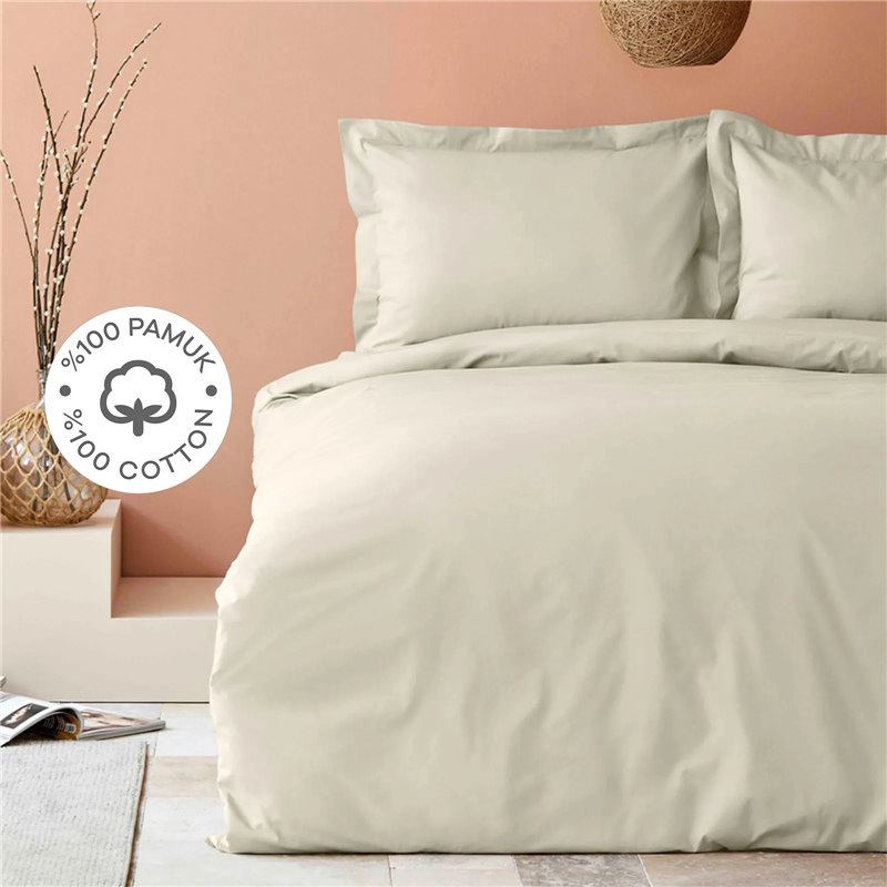 BACK TO BASIC BEIGE DUVET COVER SET SINGLE SIZE - SINGLE SIZE