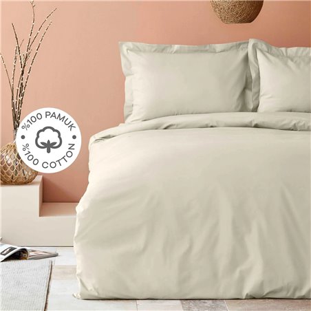 BACK TO BASIC BEIGE DUVET COVER SET SINGLE SIZE - SINGLE SIZE