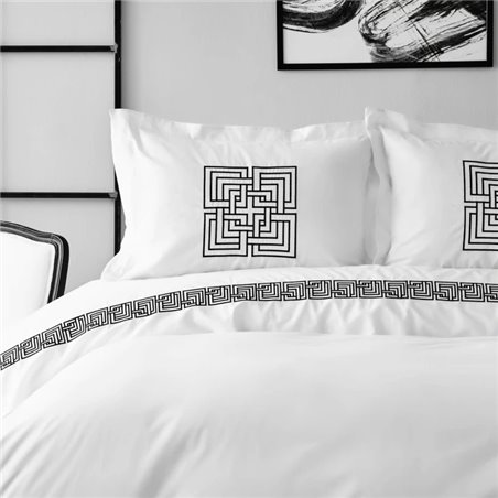 Bahia Black Embroidered Duvet Cover Set Queen Size - Queen Size