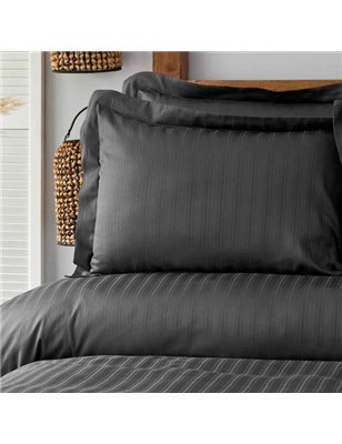 Charm Bold Anthracite Saten Duvet Cover Set Single Size - Single Size | Enplus Home