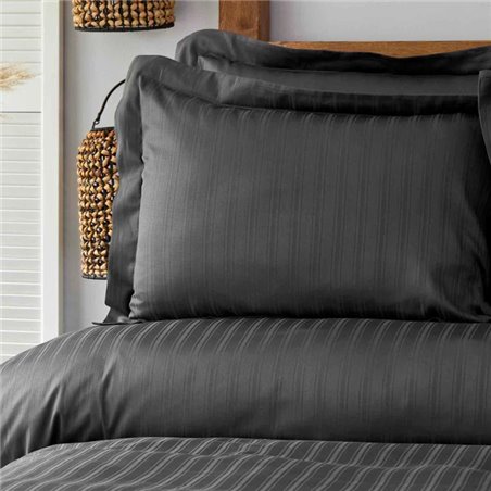 CHARM BOLD ANTHRACITE SATEN DUVET COVER SET SINGLE SIZE - SINGLE SIZE