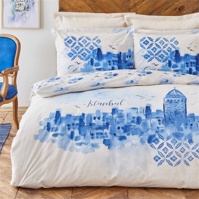 Galata Blue Duvet Cover Set Queen Size - Queen Size