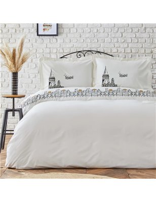 GALATA SIYAH NAKISLI DUVET COVER SET QUEEN SIZE  - QUEEN SIZE