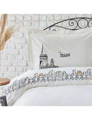 Galata Siyah Nakisli Duvet Cover Set Queen Size - Queen Size