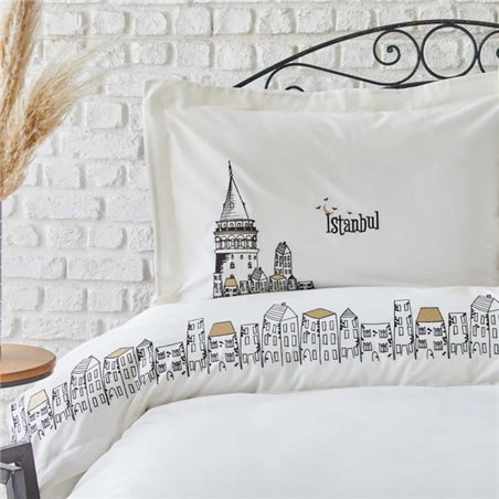 GALATA SIYAH NAKISLI DUVET COVER SET QUEEN SIZE  - QUEEN SIZE