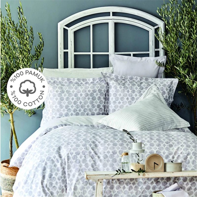 KH AMANDA GREY RNF DUVET COVER SET QUEEN SIZE - QUEEN SIZE