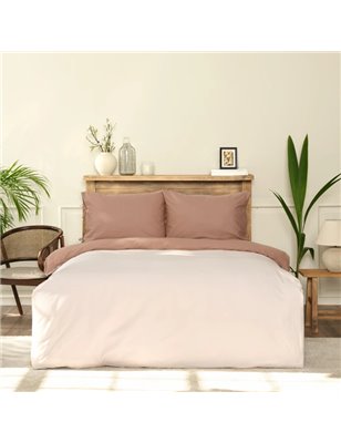 KH BASIC BEIGE-BROWN DF DUVET COVER SET QUEEN SIZE - QUEEN SIZE