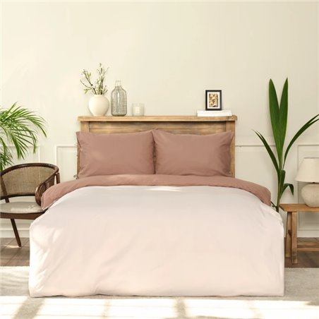 KH BASIC BEIGE-BROWN DF DUVET COVER SET QUEEN SIZE - QUEEN SIZE