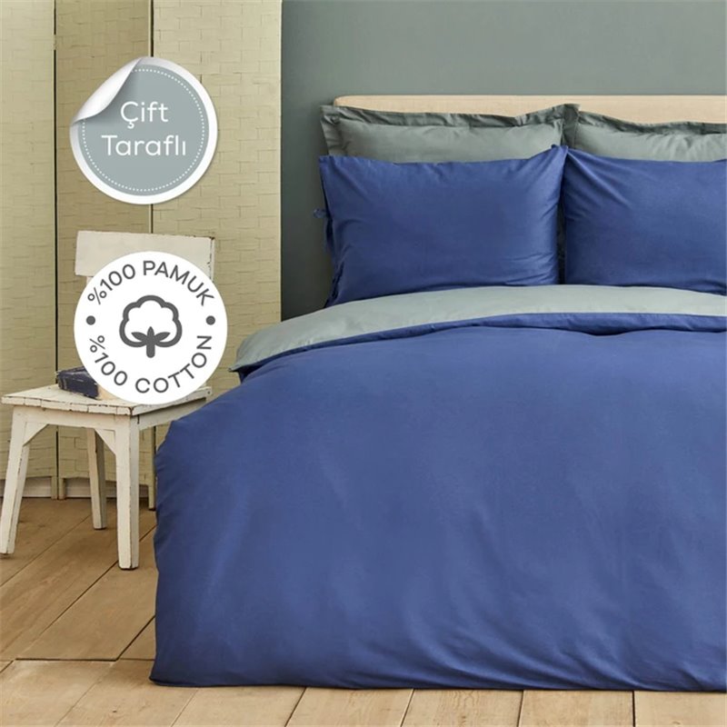 KH BASIC GREY-INDIGO DF DUVET COVER SET QUEEN SIZE - QUEEN SIZE