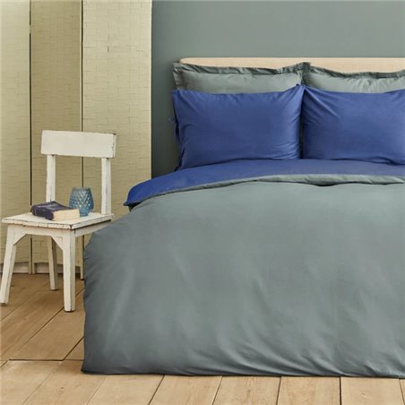 Kh Basic Grey-Indigo Df Duvet Cover Set Queen Size - Queen Size