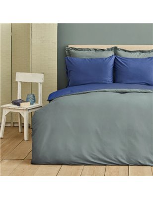 KH BASIC GREY-INDIGO DF DUVET COVER SET SINGLE SIZE - SINGLE SIZE