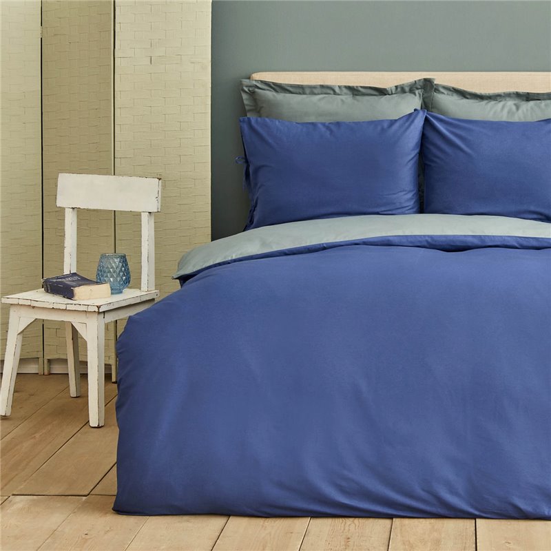 KH BASIC NAVY BLUE-PETROL DF DUVET COVER SET QUEEN SIZE - QUEEN SIZE