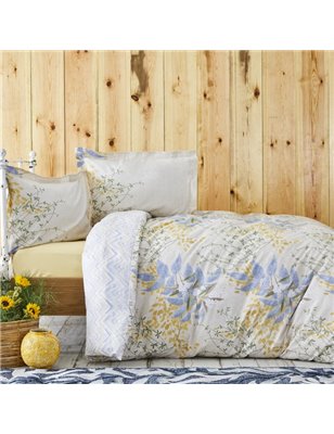 Kh Clarinda Indigo Rnf Duvet Cover Set Queen Size (Fitted - Queen Size