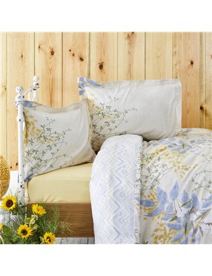 Kh Clarinda Indigo Rnf Duvet Cover Set Queen Size (Fitted - Queen Size | Enplus Home