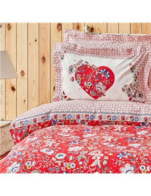 Kh Letra Red Duvet Cover Set Queen Size - Queen Size