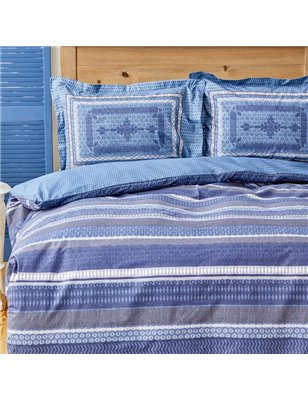 Kh Mesto Navy Blue Rnf Duvet Cover Set Queen Size (Fitted Sheet) - Queen Size