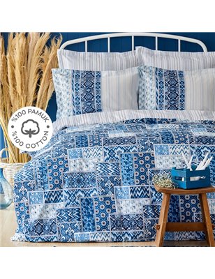 KH PIETRA BLUE RNF DUVET COVER SET QUEEN SIZE - QUEEN SIZE