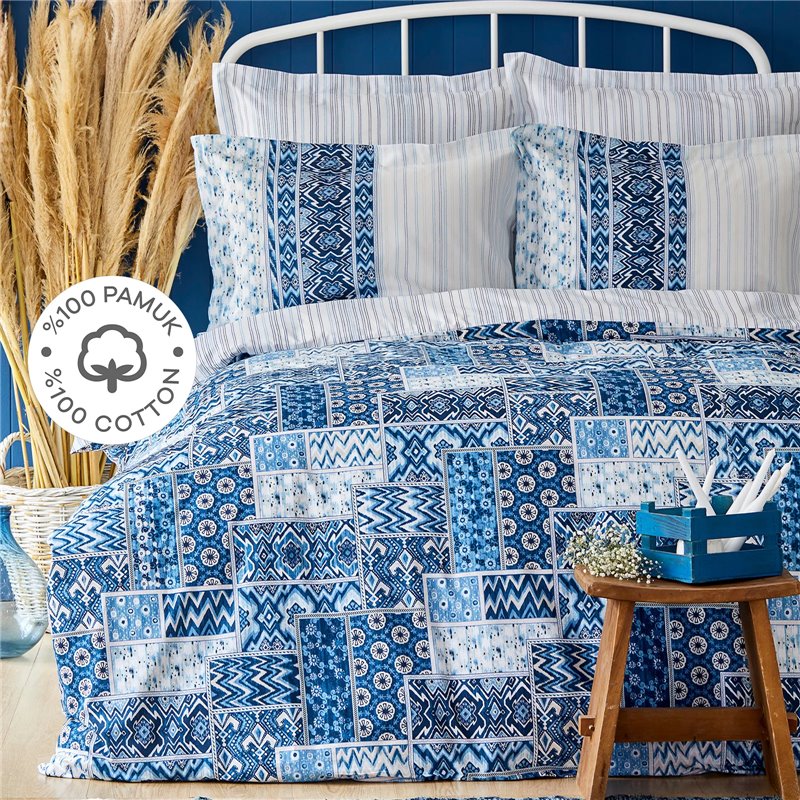 Kh Pietra Blue Rnf King Size Duvet Cover Set - King Size