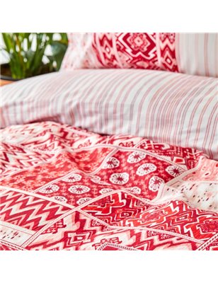 KH PIETRA RED RNF DUVET COVER SET QUEEN SIZE - QUEEN SIZE