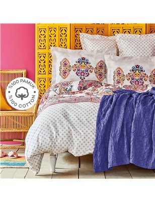 White Col Nimes Duvet Cover Set Queen Size - Queen Size | Enplus Home