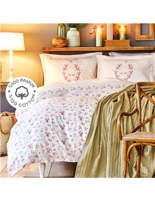 White Col Livia Duvet Cover Set Queen Size - Queen Size | Enplus Home