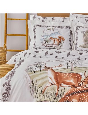 LEGEND GROVE BROWN  DUVET COVER SET QUEEN SIZE - QUEEN SIZE