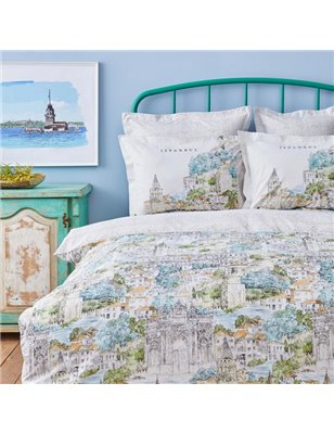 Rumeli Green Duvet Cover Set Queen Size - Queen Size | Enplus Home