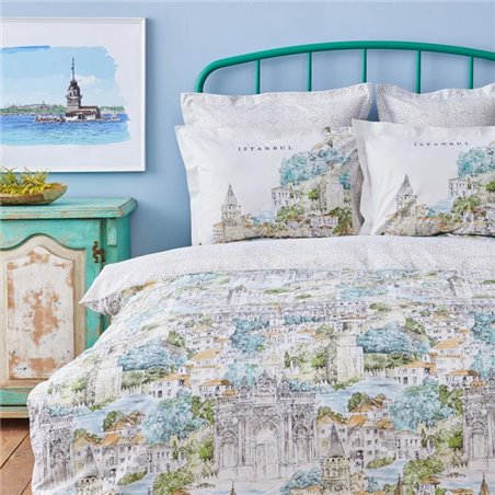 Rumeli Green Duvet Cover Set Queen Size - Queen Size