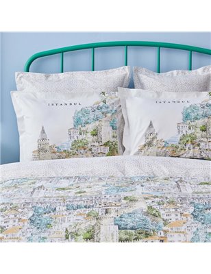 Rumeli Green Duvet Cover Set Queen Size - Queen Size | Enplus Home