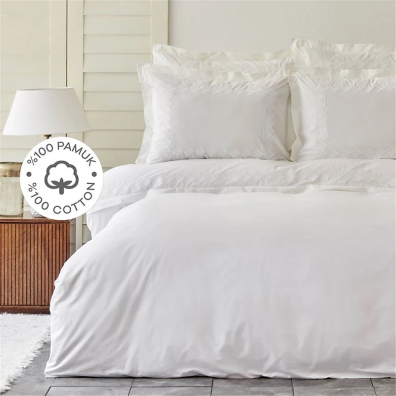 WHITE COL MARIGOLD DUVET COVER SET QUEEN SIZE  - QUEEN SIZE