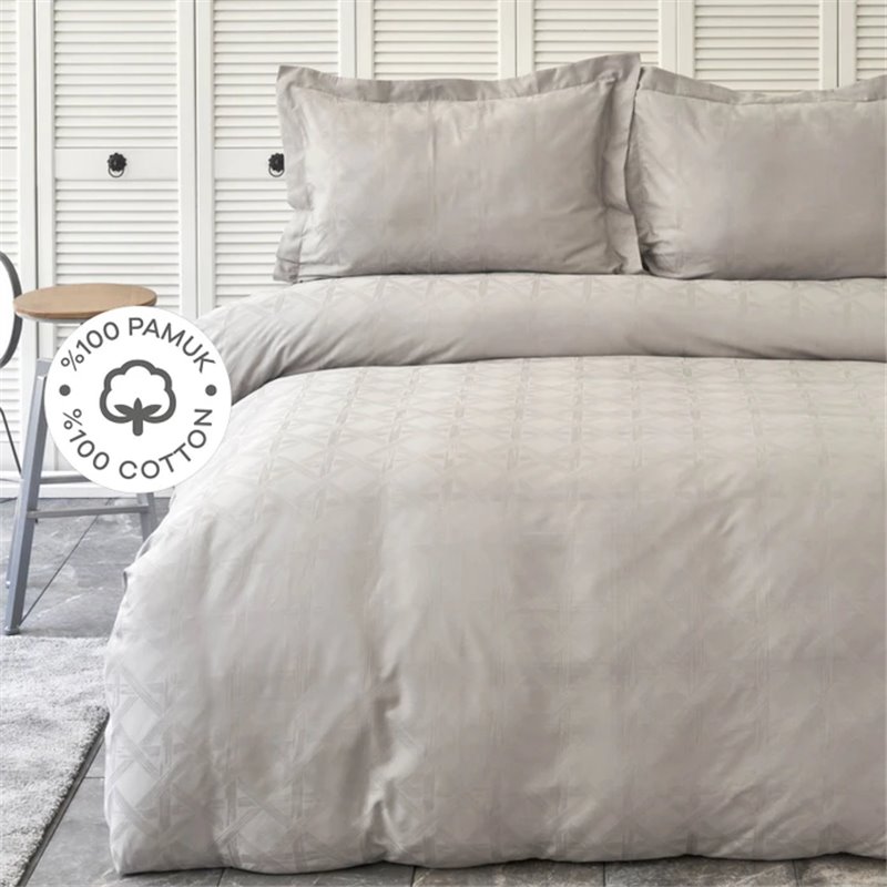 WHITE COL SANTINO GREY DUVET COVER SET QUEEN SIZE - QUEEN SIZE