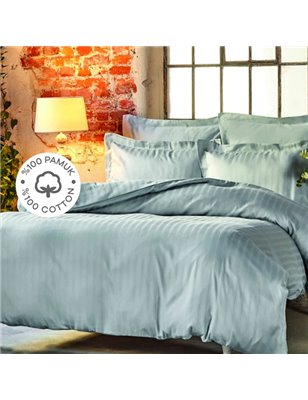 CHARM BOLD BLUE SATEN DUVET COVER SET QUEEN SIZE - QUEEN SIZE